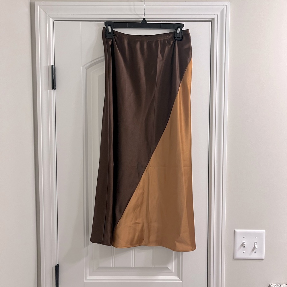 Satin Asymmetric Designed Midi Skirt